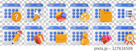 3d calendar date event reminder plan organizer icon set bundle illustration 127616509