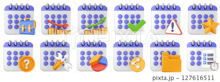 3d calendar date event reminder plan organizer icon set bundle illustration 127616511