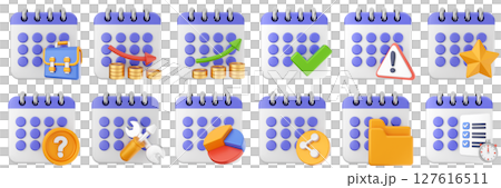3d calendar date event reminder plan organizer icon set bundle illustration 127616511