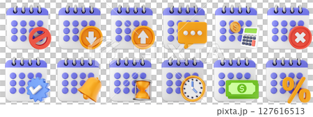 3d calendar date event reminder plan organizer icon set bundle illustration 3d calendar date event reminder plan organizer icon set bundle illustration 127616513
