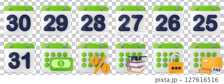 3d calendar date event reminder plan organizer icon set bundle illustration 127616516