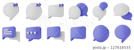 3d chat speech talk speech conversation message discussion bubble icon set bundle illustration 127616535