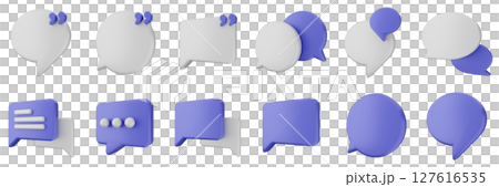 3d chat speech talk speech conversation message discussion bubble icon set bundle illustration 127616535