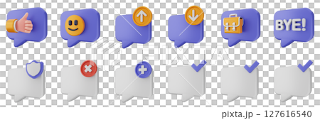 3d chat speech like emoji shield private talk speech conversation message discussion bubble icon set bundle illustration 3d chat speech like emoji shield private talk speech conversation message discussion bubble icon set bundle illustration 127616540