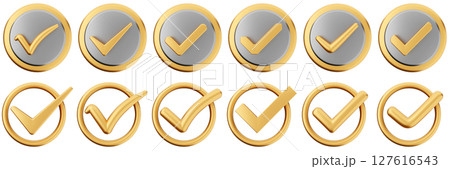 3d checkmark gold correct yes choice right vote verification approved accept icon set bundle illustration 3d checkmark gold correct yes choice right vote verification approved accept icon set bundle illustration 127616543