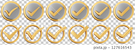 3d checkmark gold correct yes choice right vote verification approved accept icon set bundle illustration 3d checkmark gold correct yes choice right vote verification approved accept icon set bundle illustration 127616543