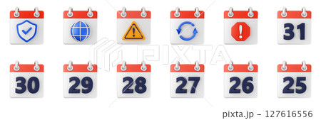 3d calendar schedule event reminder date month icon set bundle illustration 127616556