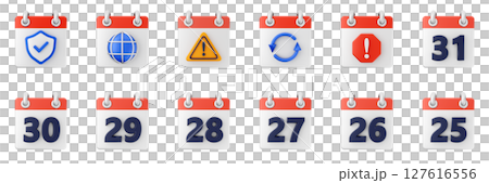 3d calendar schedule event reminder date month icon set bundle illustration 127616556