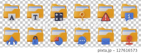 3d file folder data document information archive icon set bundle illustration 127616573