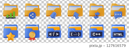 3d file folder data document information archive icon set bundle illustration 127616579