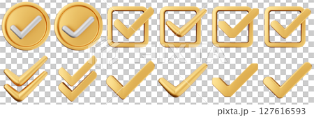 3d checkmark gold correct yes choice right vote verification approved accept icon set bundle illustration 3d checkmark gold correct yes choice right vote verification approved accept icon set bundle illustration 127616593