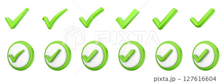 3d checkmark correct yes choice right vote verification approved accept icon set bundle illustration 3d checkmark correct yes choice right vote verification approved accept icon set bundle illustration 127616604