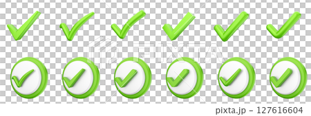 3d checkmark correct yes choice right vote verification approved accept icon set bundle illustration 127616604