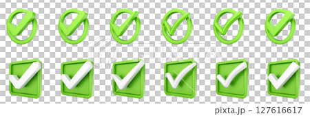 3d checkmark correct yes choice right vote verification approved accept icon set bundle illustration 127616617