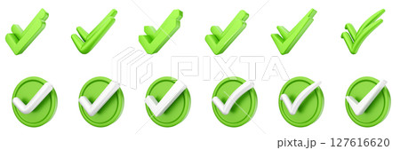 3d checkmark correct yes choice right vote verification approved accept icon set bundle illustration 127616620