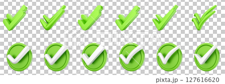 3d checkmark correct yes choice right vote verification approved accept icon set bundle illustration 127616620