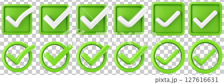 3d checkmark correct yes choice right vote verification approved accept icon set bundle illustration 127616631