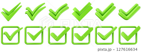 3d checkmark correct yes choice right vote verification approved accept icon set bundle illustration 127616634