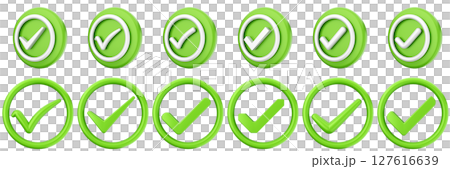 3d checkmark correct yes choice right vote verification approved accept icon set bundle illustration 127616639
