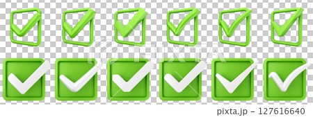 3d checkmark correct yes choice right vote verification approved accept icon set bundle illustration 127616640