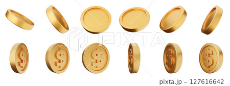 3d coin finance investment wealth payment income money dollar icon set bundle illustration 127616642