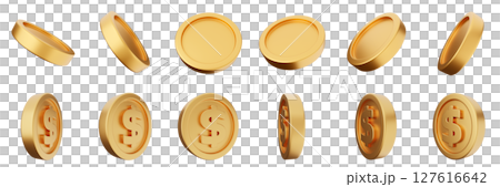 3d coin finance investment wealth payment income money dollar icon set bundle illustration 127616642