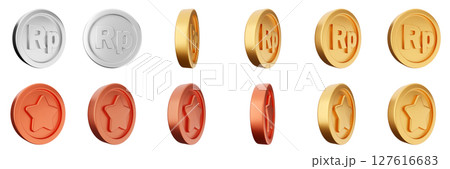 3d coin finance investment wealth payment income money dollar icon set bundle illustration 127616683