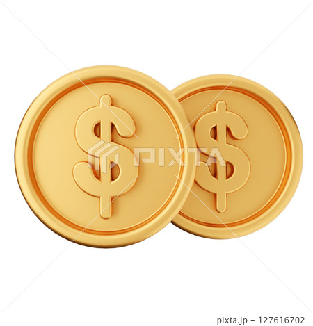 3d coins dollar icon illustration 127616702