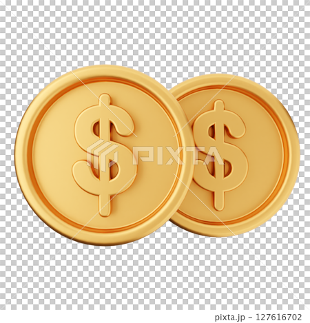 3d coins dollar icon illustration 127616702