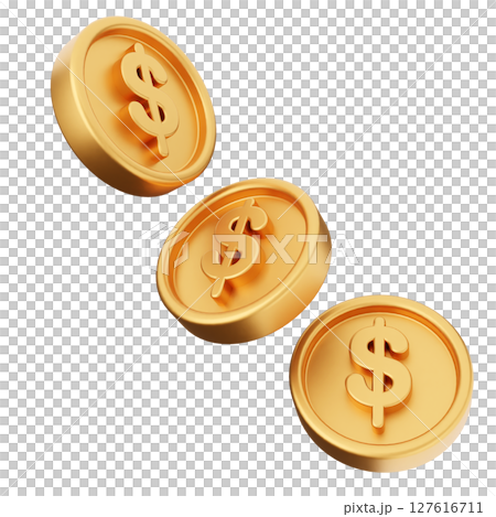 3d coins dollar icon illustration 3d coins dollar icon illustration 127616711