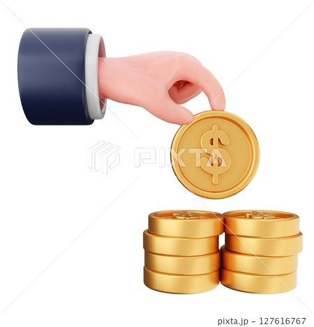 3d coin dollar payment icon illustration 3d coin dollar payment icon illustration 127616767