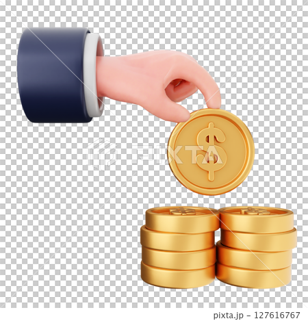 3d coin dollar payment icon illustration 3d coin dollar payment icon illustration 127616767