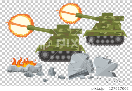 Illustration of a tank firing 127617002