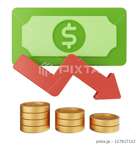 3d money dollar decrease 127617122