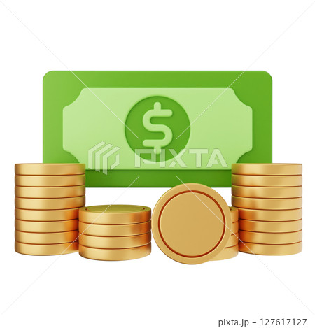 3d money dollar coin stack 127617127