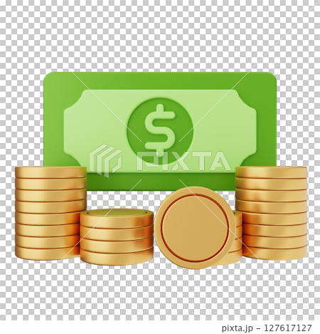 3d money dollar coin stack 127617127