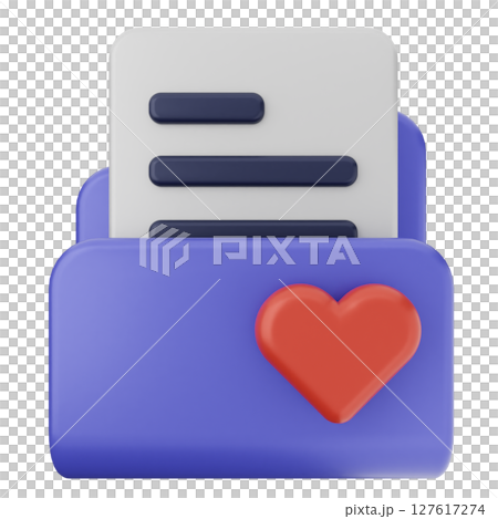 3d folder file document love heart like mark 127617274