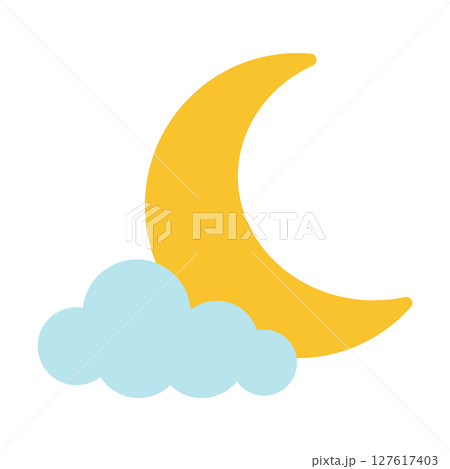 子供向けやさしい月と雲のベクター素材 127617403
