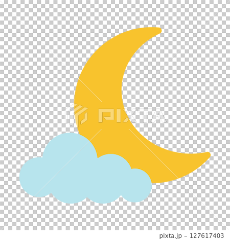 子供向けやさしい月と雲のベクター素材 127617403