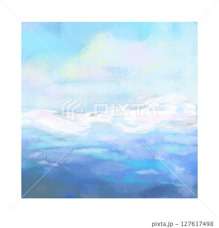 Tranquil sea and glacier square background painting 127617498