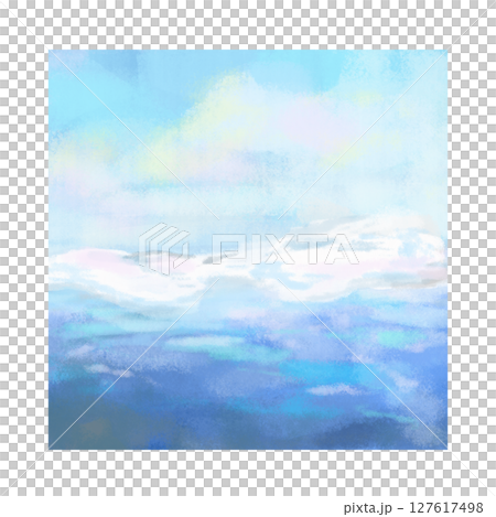 Tranquil sea and glacier square background painting 127617498