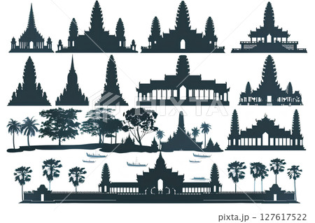 カンボジアの自然と観光・寺院・遺跡のアイコン 127617522