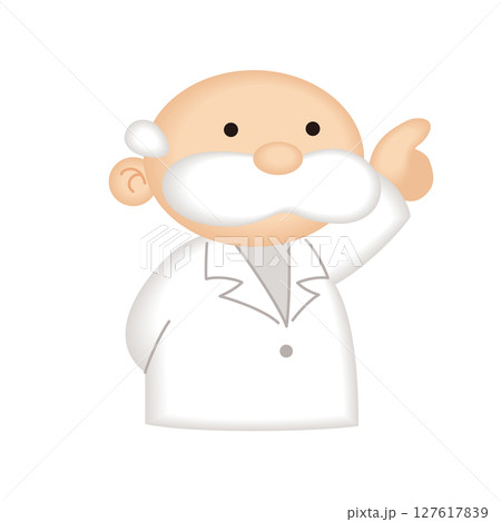 上を指さす博士のイラスト 127617839