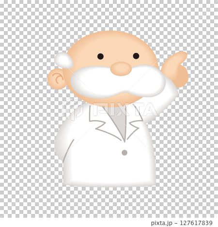 上を指さす博士のイラスト 127617839