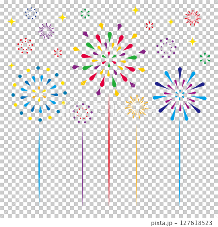 A set of colorful and pop fireworks 127618523
