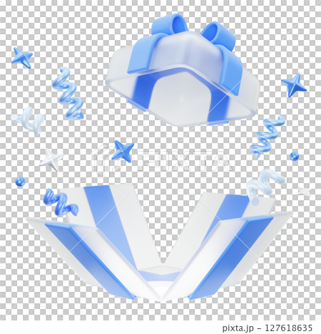 Sky blue box with glitter powder 3D graphic 127618635