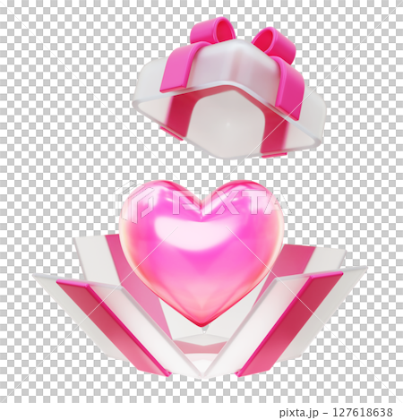 Heart in a pink gift box 3D graphic 127618638