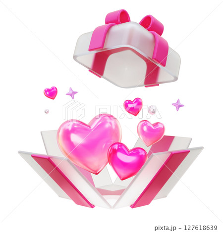 Heart in a pink gift box 3D graphic Heart in a pink gift box 3D graphic 127618639