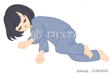 横向きで寝る女性 127618783
