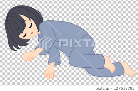 横向きで寝る女性 127618783